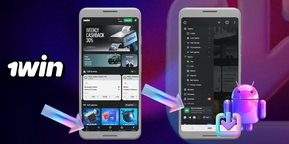 Users in India can download the 1win Android app for free